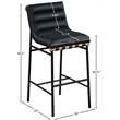 Pemberly Row Contemporary Vegan Leather Bar Stool in Soft Black