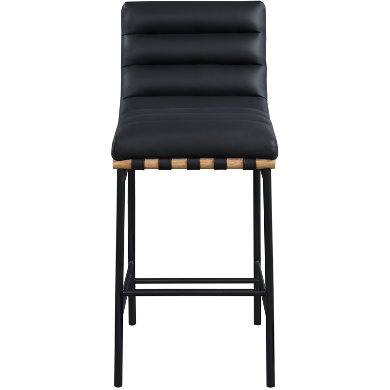 Pemberly Row Contemporary Vegan Leather Bar Stool in Soft Black