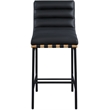 Pemberly Row Contemporary Vegan Leather Bar Stool in Soft Black