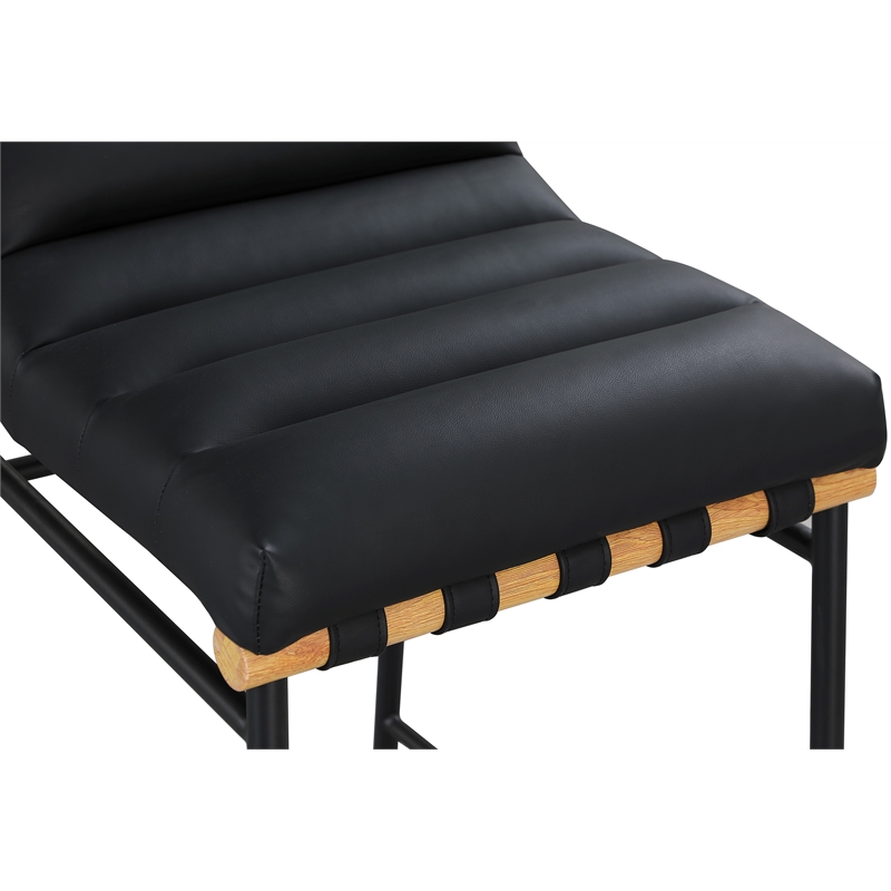 Pemberly Row Contemporary Vegan Leather Bar Stool in Soft Black