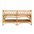 Pemberly Row Modern Bohemian Natural Rattan Bench with 1 Open Shelf in Brown