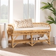 Pemberly Row Modern Bohemian Natural Rattan Bench with 1 Open Shelf in Brown