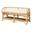 Pemberly Row Modern Bohemian Natural Rattan Bench with 1 Open Shelf in Brown