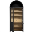 Pemberly Row Modern Arched Tall Display Cabinet in Black Oak