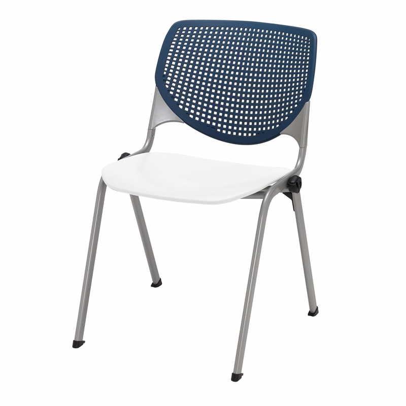 Pemberly Row Contemporary Stack Chair - Navy Back - White Seat