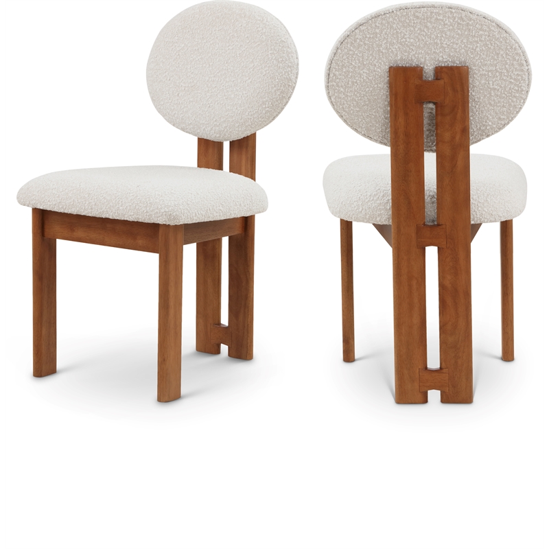 Pemberly Row Mid-Century Cream Boucle Fabric Dining Chair (Set of 2)