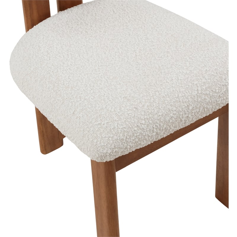Pemberly Row Mid-Century Cream Boucle Fabric Dining Chair (Set of 2)