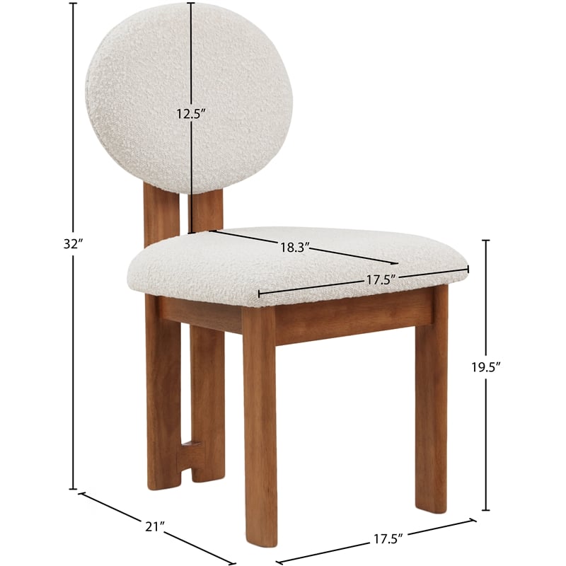Pemberly Row Mid-Century Cream Boucle Fabric Dining Chair (Set of 2)