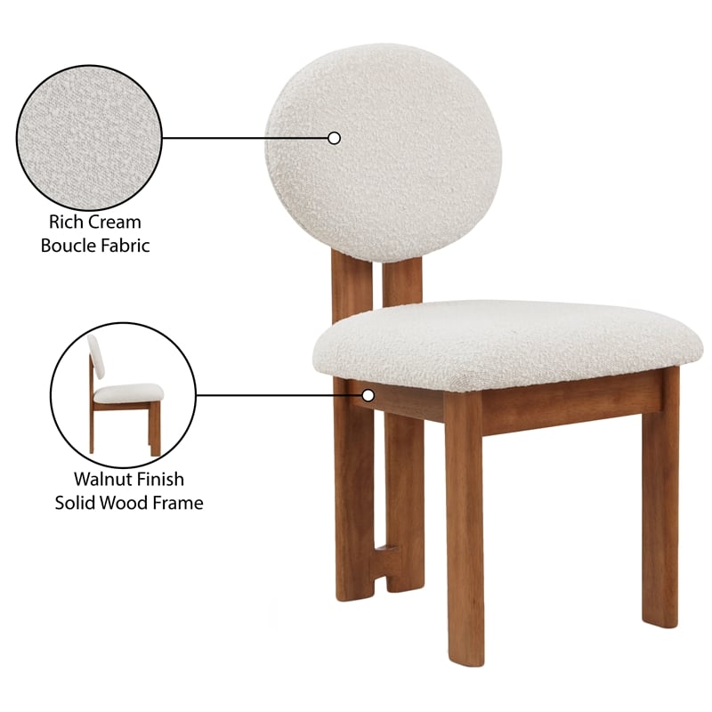 Pemberly Row Mid-Century Cream Boucle Fabric Dining Chair (Set of 2)