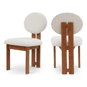 Pemberly Row Mid-Century Cream Boucle Fabric Dining Chair (Set of 2)