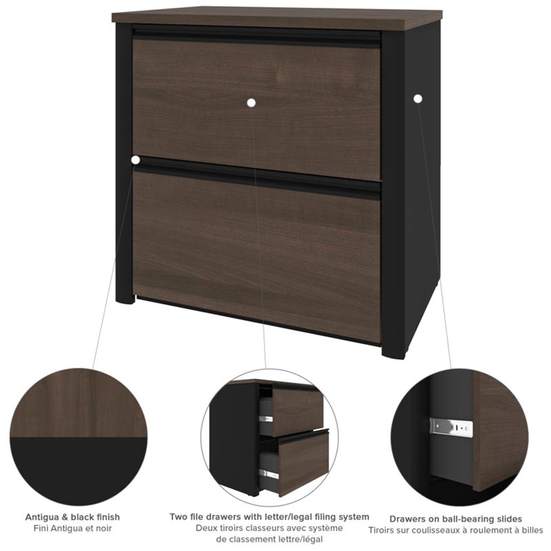 Pemberly Row 2 Drawer Lateral File Cabinet in Antigua and Black