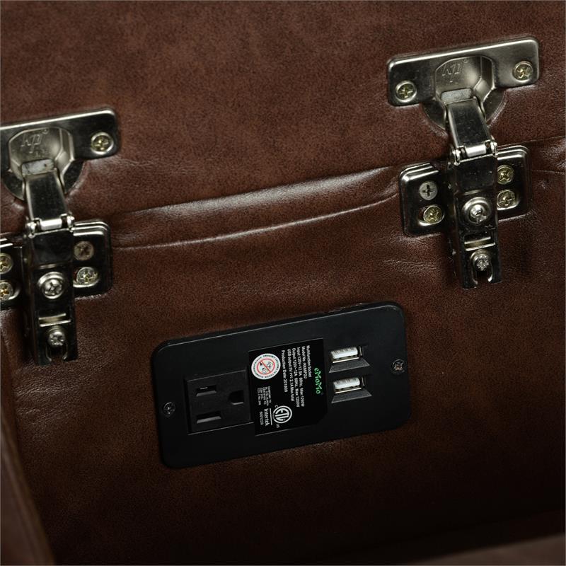 Pemberly Row Brown Faux Leather Manual Glider Recliner Loveseat