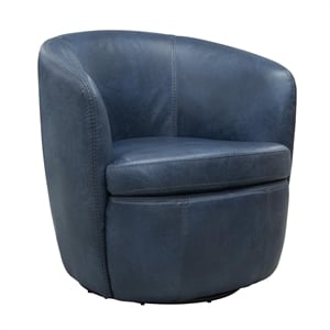 Pemberly Row Vintage Navy All Italian Leather Swivel Club Chair
