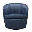 Pemberly Row Vintage Navy All Italian Leather Swivel Club Chair