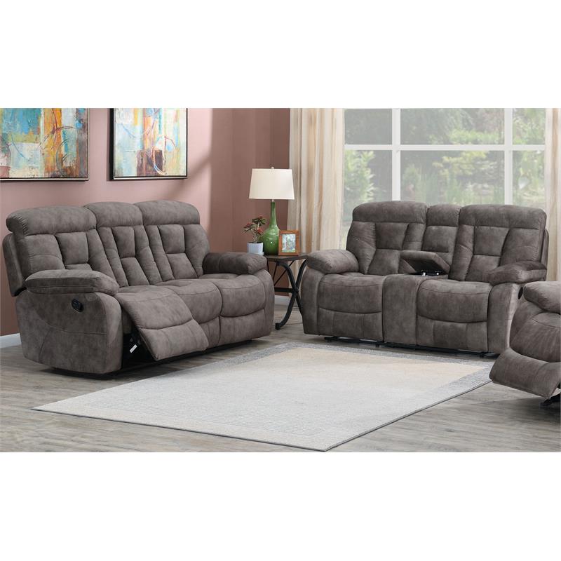 Pemberly Row Contemporary Mushroom Sofa and Loveseat 2-Piece Set