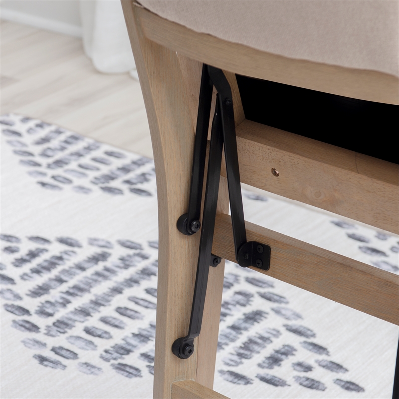 Pemberly Row Pad Back Wood Set of Two Folding Chairs in Graywash