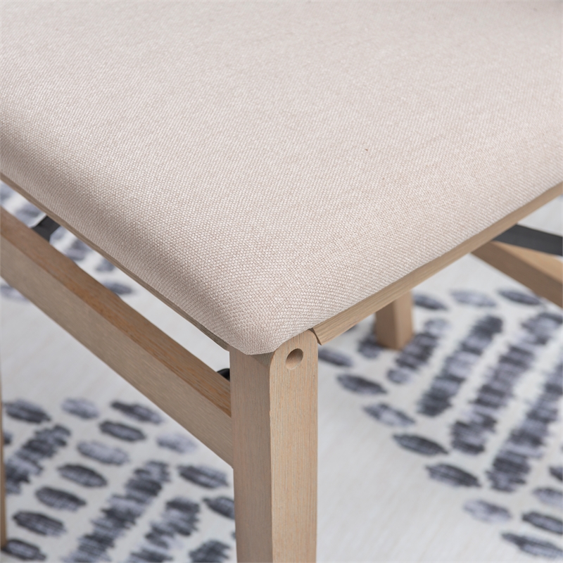 Pemberly Row Pad Back Wood Set of Two Folding Chairs in Graywash