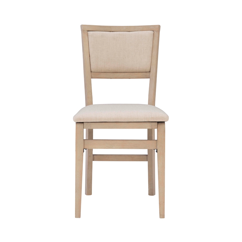 Pemberly Row Pad Back Wood Set of Two Folding Chairs in Graywash