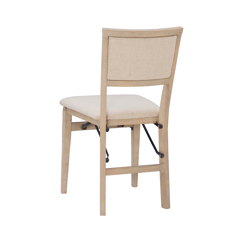Pemberly Row Pad Back Wood Set of Two Folding Chairs in Graywash