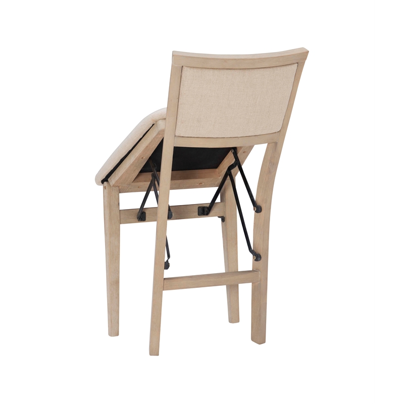 Pemberly Row Pad Back Wood Set of Two Folding Chairs in Graywash