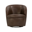 Pemberly Row Vintage Brown All Italian Leather Swivel Club Chair