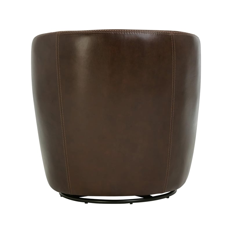 Pemberly Row Vintage Brown All Italian Leather Swivel Club Chair