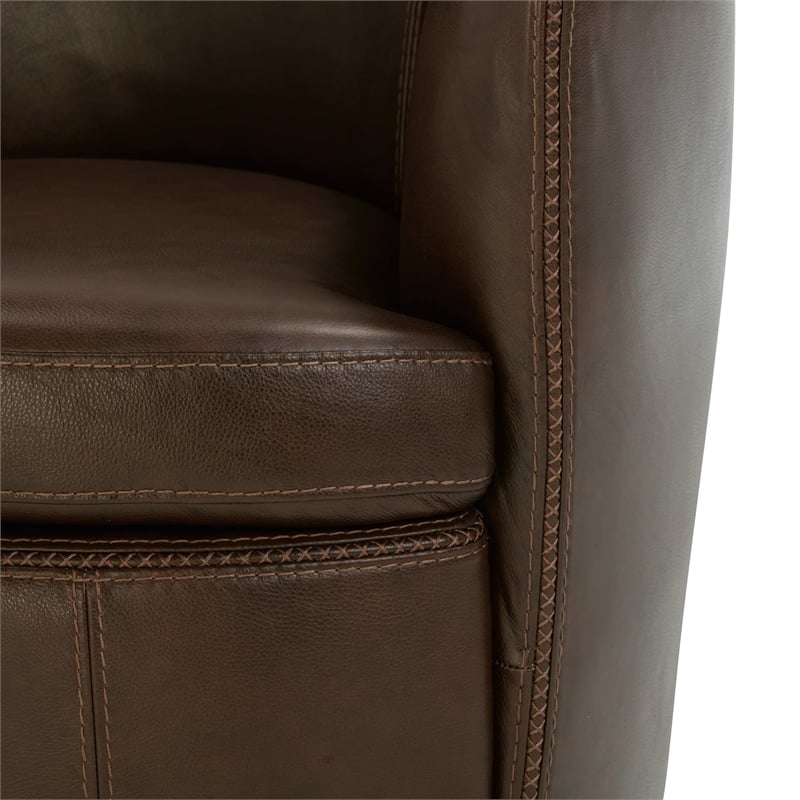 Pemberly Row Vintage Brown All Italian Leather Swivel Club Chair
