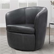 Pemberly Row Vintage Slate All Italian Leather Swivel Club Chair