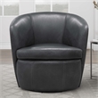 Pemberly Row Vintage Slate All Italian Leather Swivel Club Chair