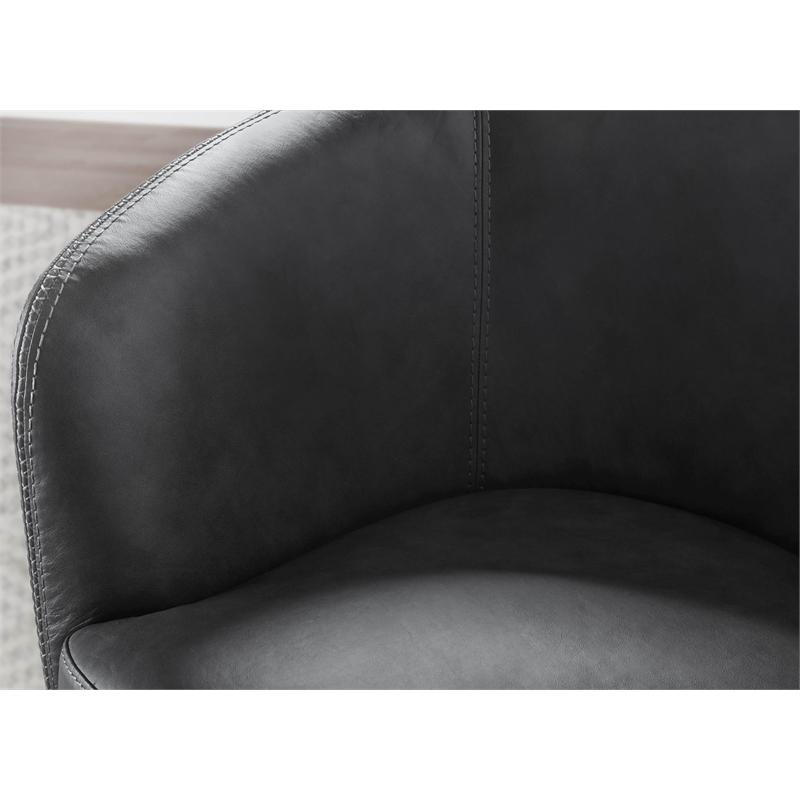 Pemberly Row Vintage Slate All Italian Leather Swivel Club Chair