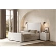 Pemberly Row Contemporary Upholstered Queen Platform Bed in Beige
