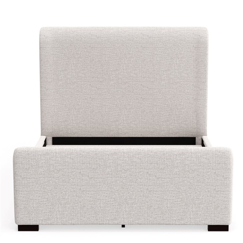 Pemberly Row Contemporary Upholstered Queen Platform Bed in Beige