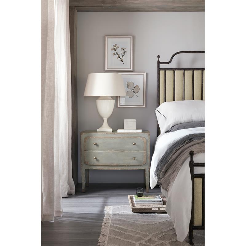 Pemberly Row Modern Bedroom Two-Drawer Nightstand - Speckled Gray