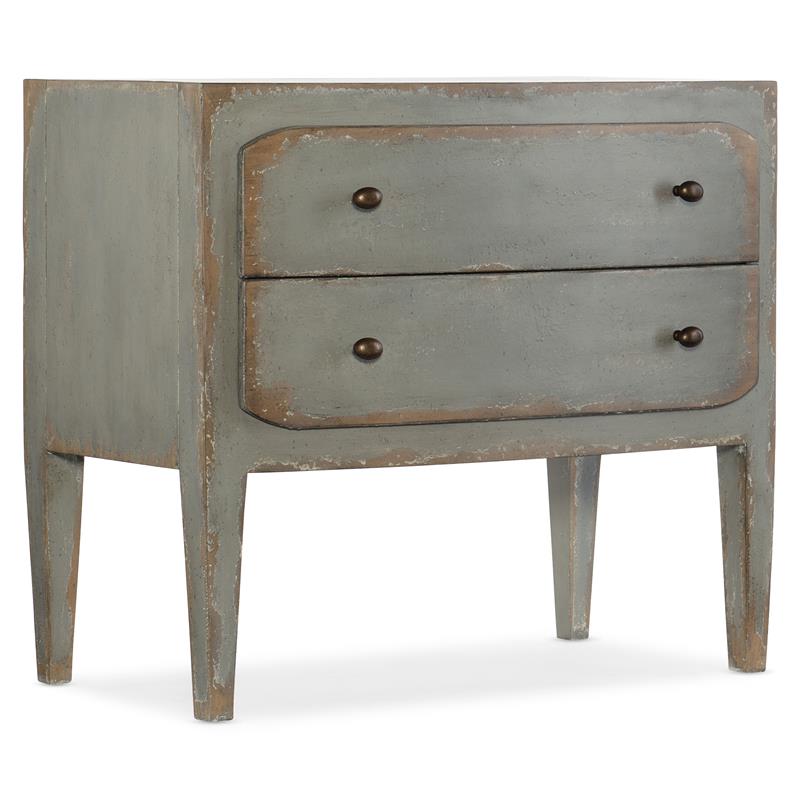 Pemberly Row Modern Bedroom Two-Drawer Nightstand - Speckled Gray