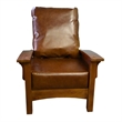 Pemberly Row Modern Arts and Crafts Leather Morris Chair in Brown