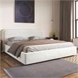 Pemberly Row Upholstered Platform King Bed in White Boucle Fabric