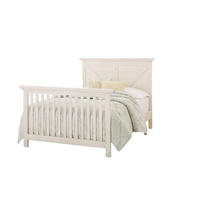 Pemberly Row Traditional Full Size Bed Rails - Brushed White Finish