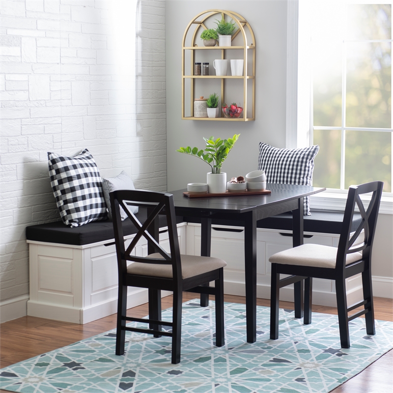 Pemberly Row 5 Piece Polyester Cushion/Pillow Set for Nook in Black