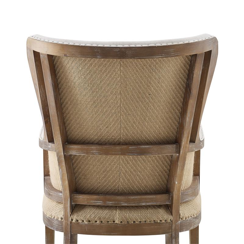 Pemberly Row Two-tone Wingback Accent Chair in Distressed Oak Finish