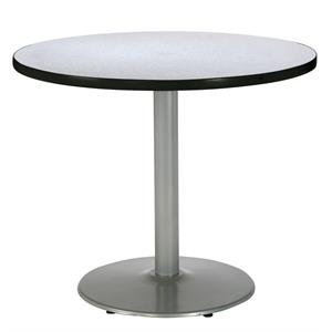 Pemberly Row Gray Nebula 36im Breakroom Table with Round Silver Base