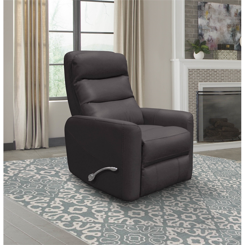 Pemberly Row Polyester/PU Manual Swivel Glider Recliner in Chocolate