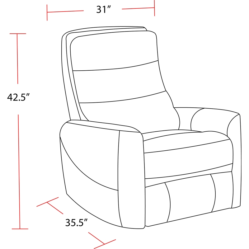 Pemberly Row Polyester/PU Manual Swivel Glider Recliner in Chocolate