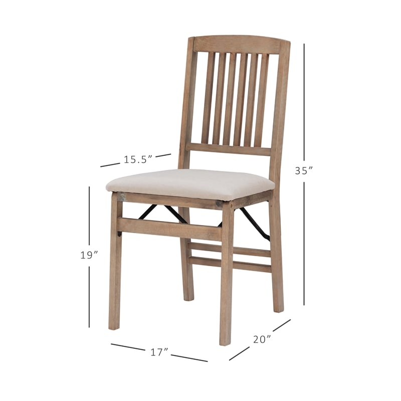 Pemberly Row Mission Back Wood Set of Two Folding Chairs in Graywash