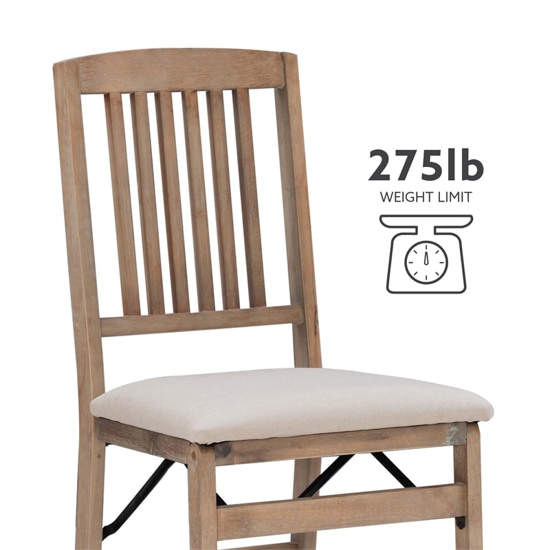 Pemberly Row Mission Back Wood Set of Two Folding Chairs in Graywash