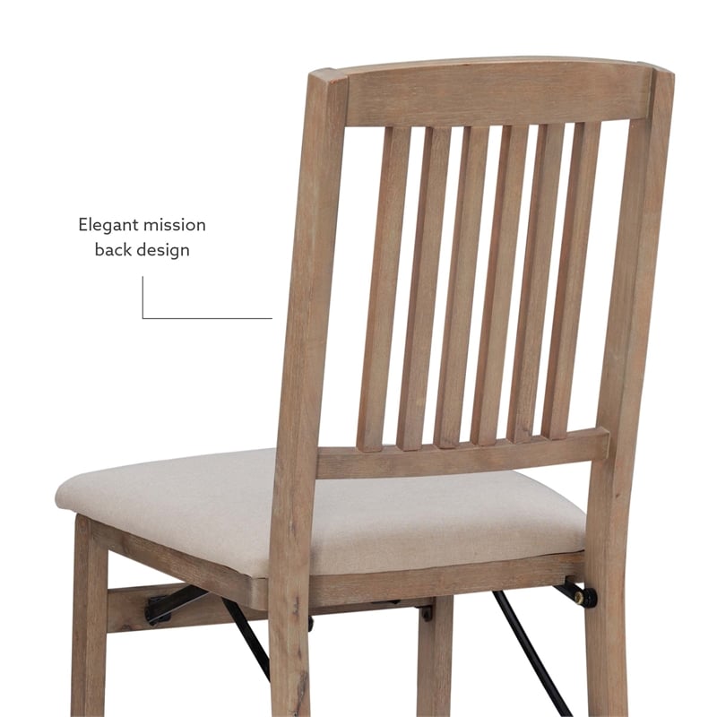 Pemberly Row Mission Back Wood Set of Two Folding Chairs in Graywash