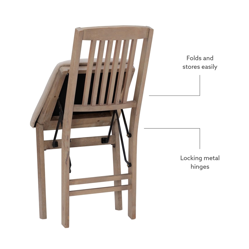 Pemberly Row Mission Back Wood Set of Two Folding Chairs in Graywash