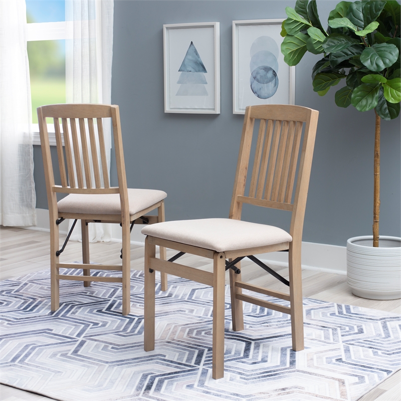Pemberly Row Mission Back Wood Set of Two Folding Chairs in Graywash