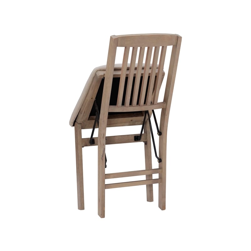 Pemberly Row Mission Back Wood Set of Two Folding Chairs in Graywash