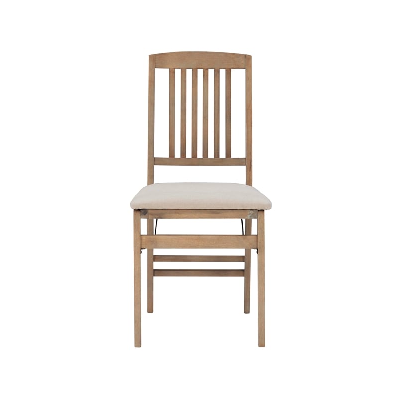Pemberly Row Mission Back Wood Set of Two Folding Chairs in Graywash