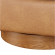 Pemberly Row Saddle Brown Faux Leather Wood Base Barrel Swivel Chair